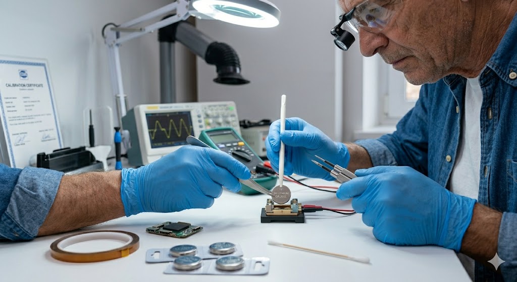 CR2032 lithium coin cell battery from manufacturer with 3V 230mAh capacity for industrial use