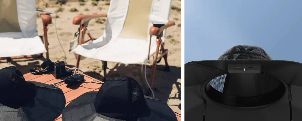 EcoFlow solar power hat with USB charging for outdoor use