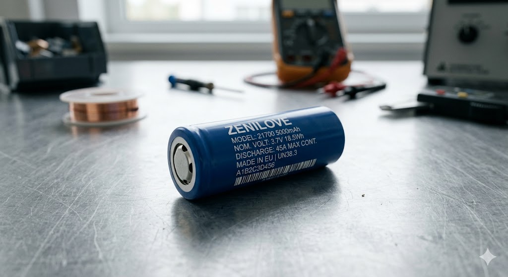 Zenilove custom 21700 battery pack installed in an autonomous warehouse robot (AMR) for high discharge rate performance.