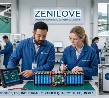 Zenilove custom 21700 battery pack installed in an autonomous warehouse robot (AMR) for high discharge rate performance.